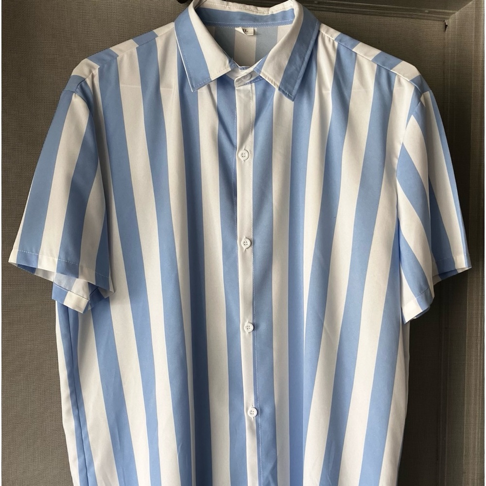 Men’s light blue and white striped shirts